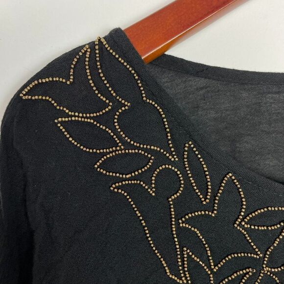 Anthropologie RAGA Dominica Tassel Beaded Bohemian Poncho Cape Top Black S - Picture 4 of 6